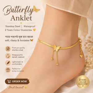 New 21k gold plated Butterfly snake anklet PL-03